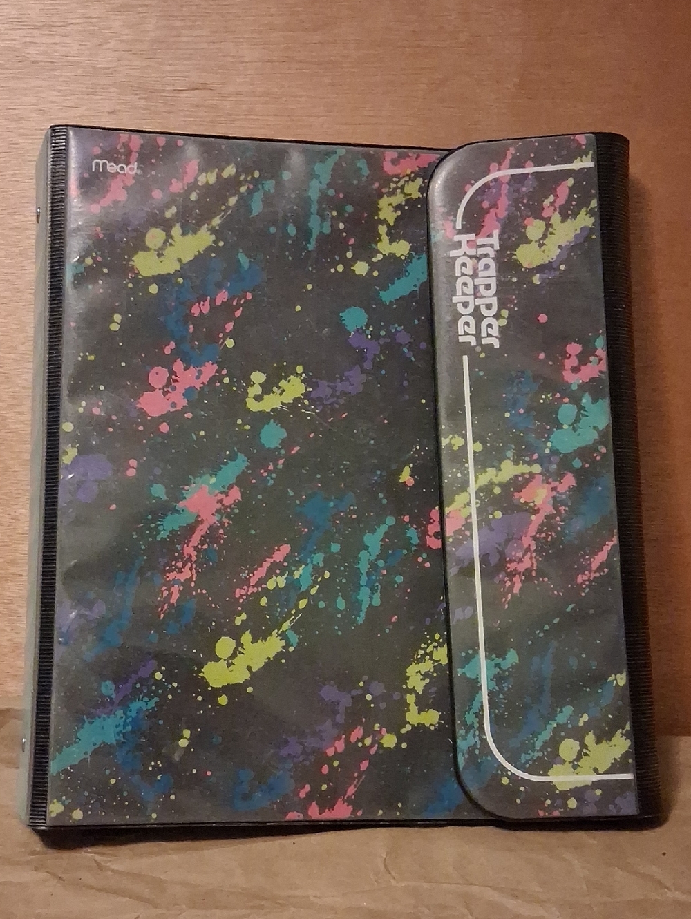 Trapper Keeper Binder with Neon Paint Splatter